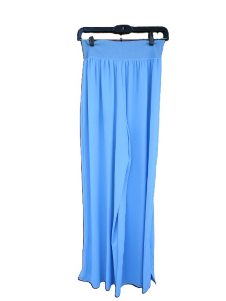 Theory Slit CMBO Luxurious Oasis Drapey Blue Crepe Pants wide-leg silhouette